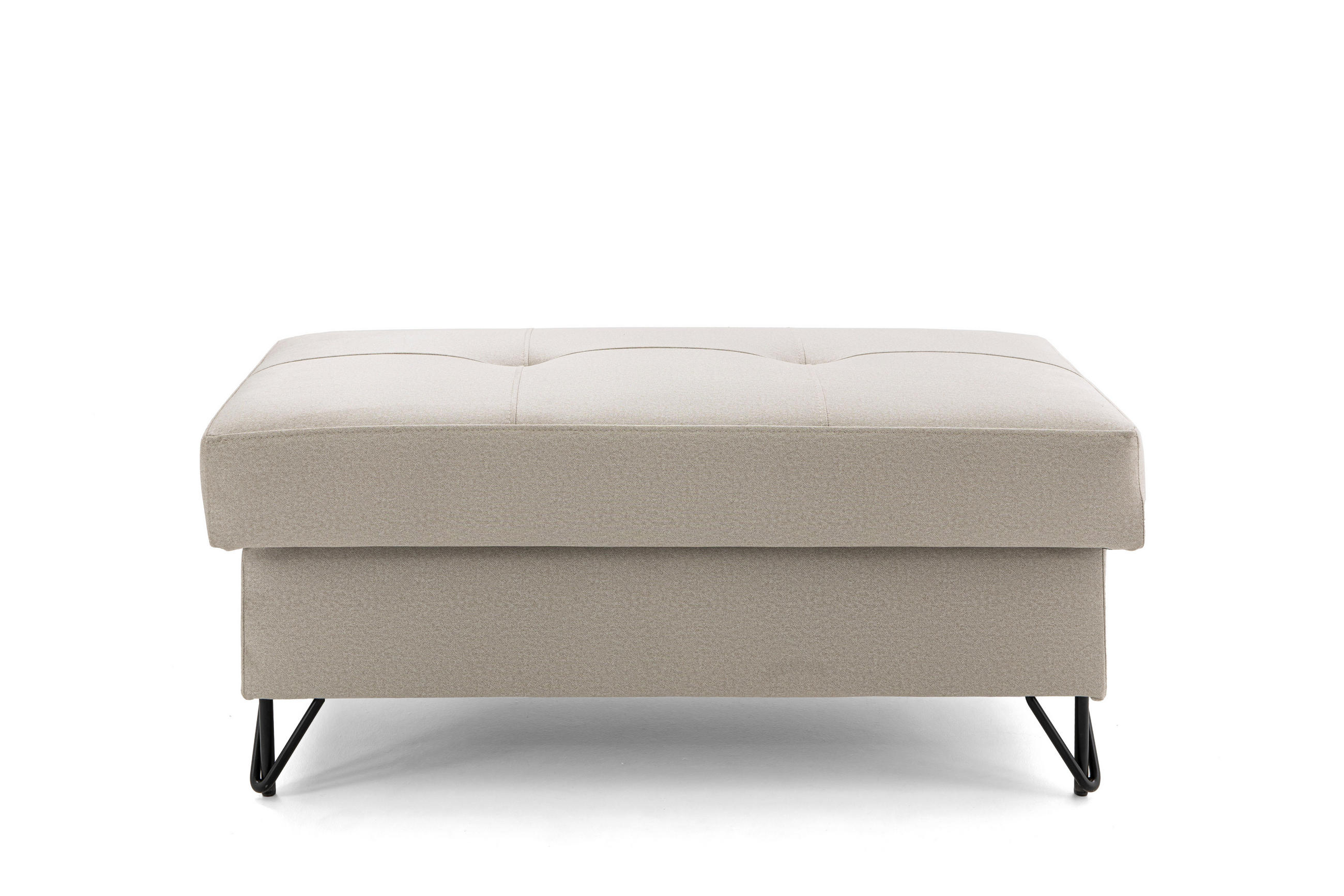 POUF JUNIOR 105x55 cm Velours Creme - Creme/Schwarz, Holz/Textil (105/43/55cm) - Muffo