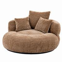 SITZSACK mit Armlehnen 108 x 108 x 52 cm Chenille Coffee - Braun, Kunststoff (108/52/108cm) - Beauniv