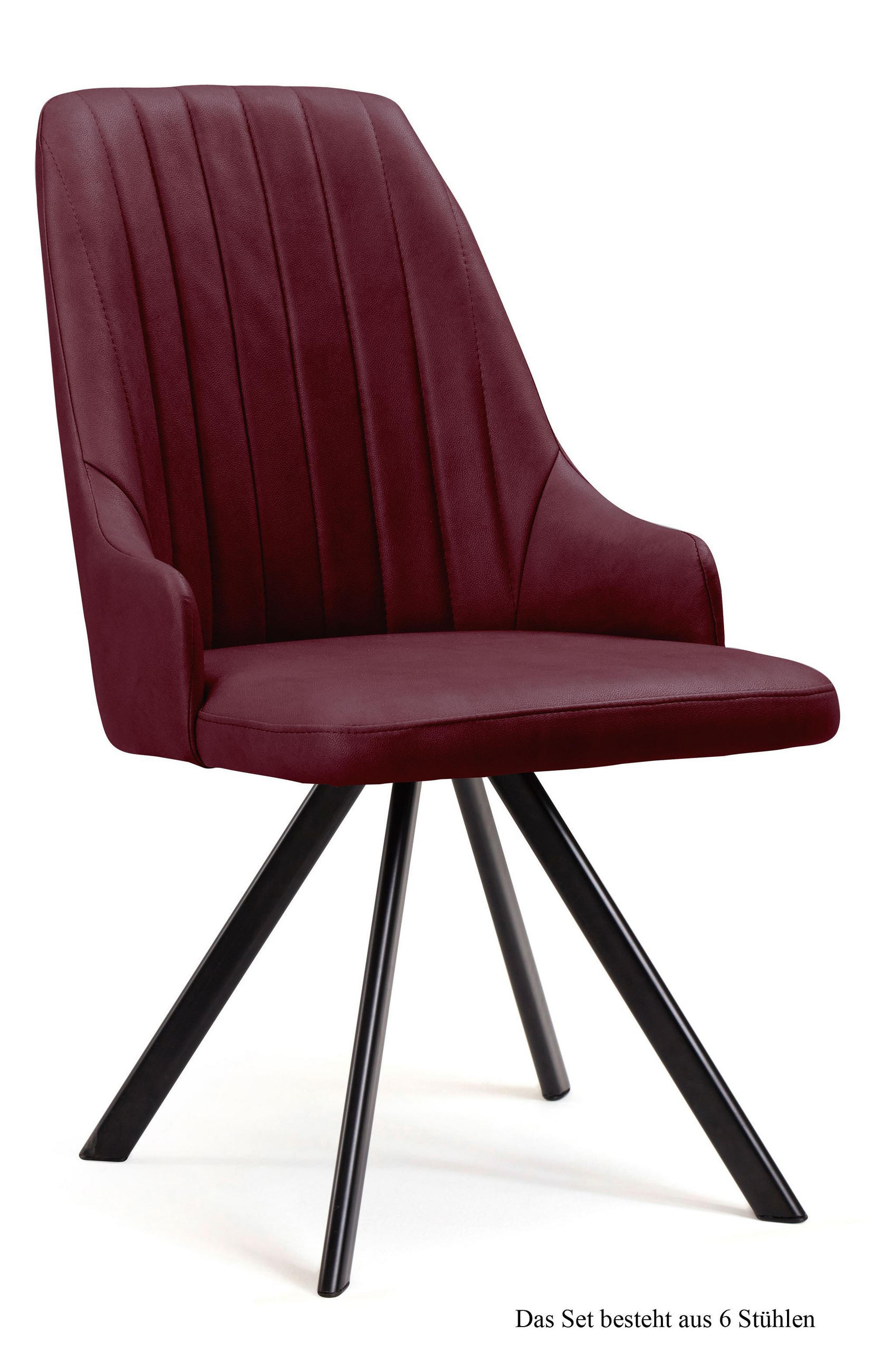 ESSZIMMERSTUHL (6er-Set) Deina 52x91x60 Schwarz/Marsala - Brombeere/Schwarz, Kunststoff (60/91/52cm) - 58aufmkessel