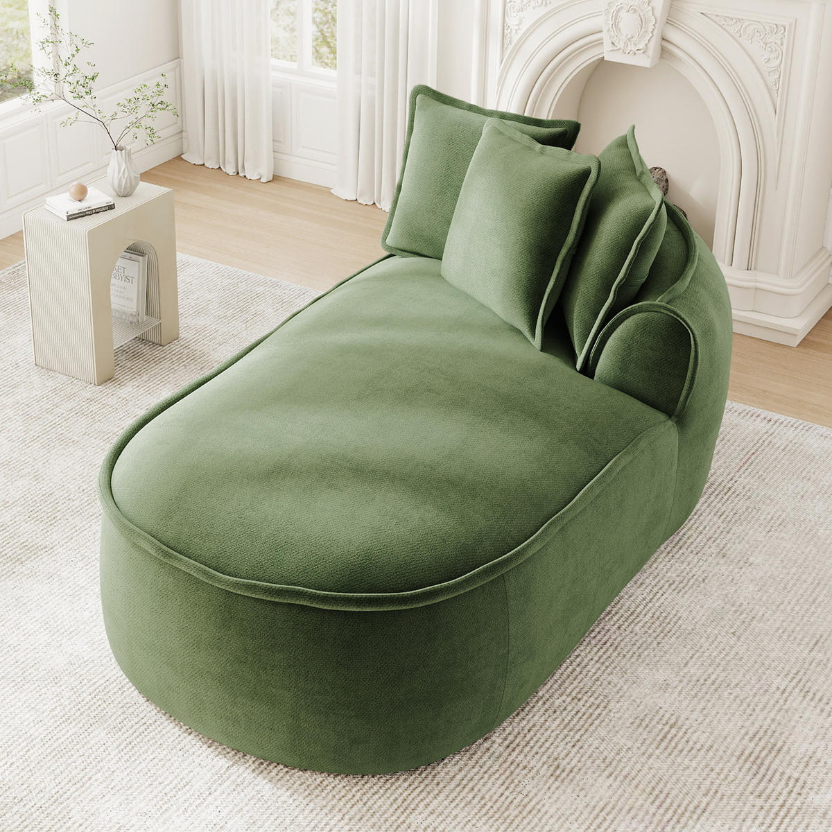 RÉCAMIERE rechte Chaiselongue mit Kissen, DE-42643, Grün - Grün, Textil (164/67/92cm) - ComfortXL