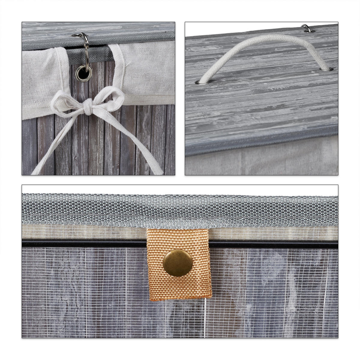 WÄSCHEKORB - Multicolor, Holz/Textil (55/63/35cm) - Relaxdays