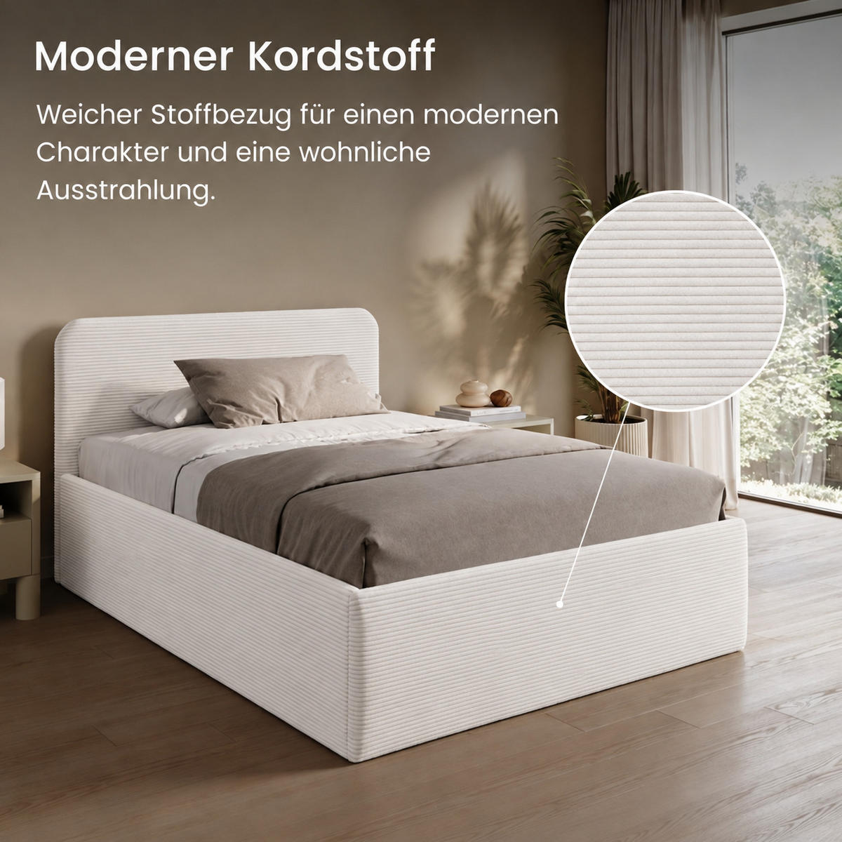 POLSTERBETT 120x200 cm in Weiß - Weiß, Holzwerkstoff/Textil (120/200cm) - Home Collective
