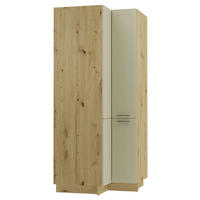 ECKVORRATSSCHRANK Kvantum D24N/207 Eiche Artisan / Vanille Matt - Creme/Eiche Artisan, Holz/Holzwerkstoff (90/207/90cm) - Feldmann-Wohnen