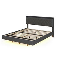 POLSTERBETT 160x200 USB LED Farbwechsel Leinenstoff Grau - Grau, Holzwerkstoff - FLIEKS