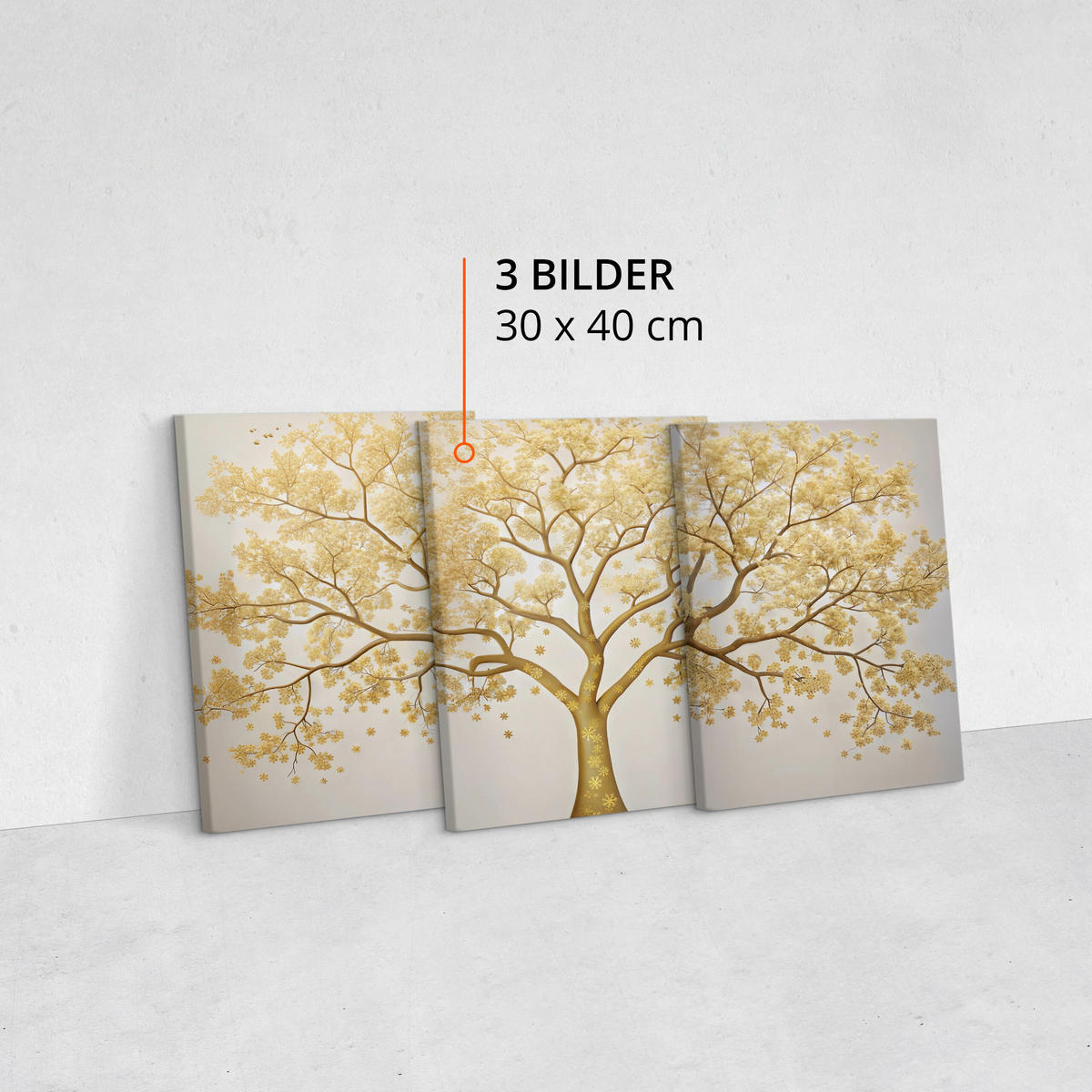 LEINWANDBILDER 3-es Set Baum Abstraktion - Beige/Weiß, Textil (90/40cm) - Muralo