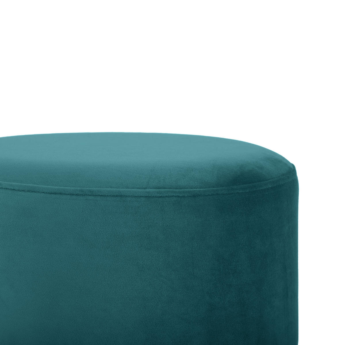 POUF Louise aus entenblauem Samt und goldfarbenem Metall - Blau, Holzwerkstoff/Textil (35/44/35cm) - Sicaan