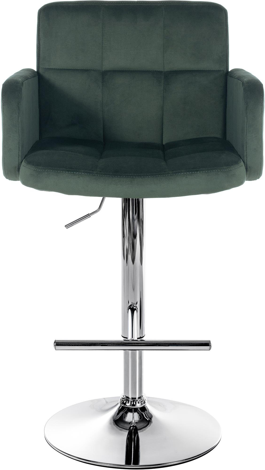 BARHOCKER 2er Set Sutun Samt Dunkelgrün Silber - Dunkelgrün, Textil/Metall (60/93/56cm) - DELUKE