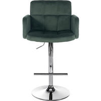 BARHOCKER 2er Set Sutun Samt Dunkelgrün Silber - Dunkelgrün, Textil/Metall (60/93/56cm) - DELUKE