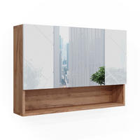 BADSPIEGELSCHRANK Irma Eiche 80.1 x 55 cm - Weiß Hochglanz/Eiche Wotan, Holzwerkstoff (80.1/55/17cm) - Vicco