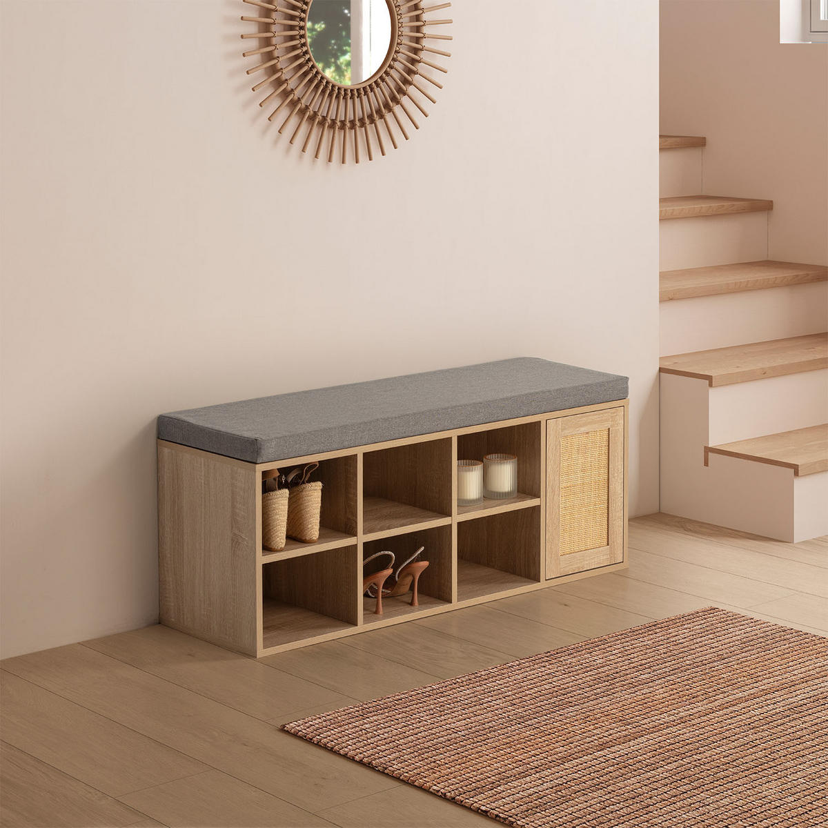 SCHUHBANK Rafael Eichenfarbe - Honigeiche, Holzwerkstoff (108/45/35cm) - VS Venta-stock