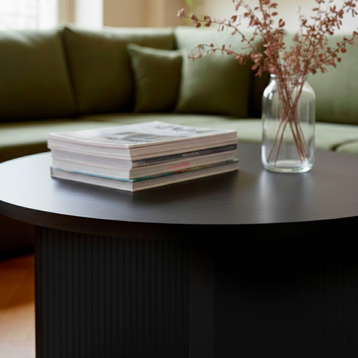 COUCHTISCH, schwarzes Holzeffekt - Schwarz, Holz (80/80/45cm) - Oviala