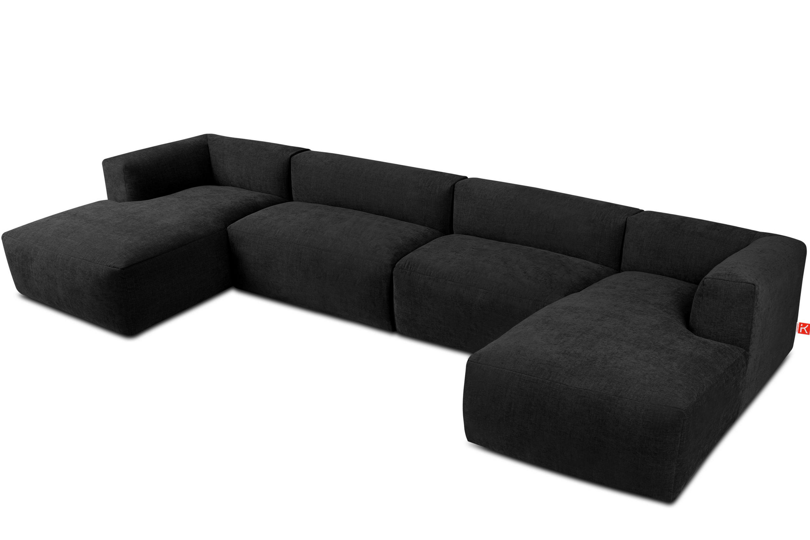 PANORAMA-ECKSOFA BUFFO 7/8 Sitzer mit extrem weicher Sitzfläche, Gewebestoff, graphit - Graphitfarben, Textil (424/73/180cm) - KONSIMO®