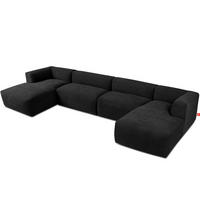 PANORAMA-ECKSOFA BUFFO 7/8 Sitzer mit extrem weicher Sitzfläche, Gewebestoff, graphit - Graphitfarben, Textil (424/73/180cm) - KONSIMO®