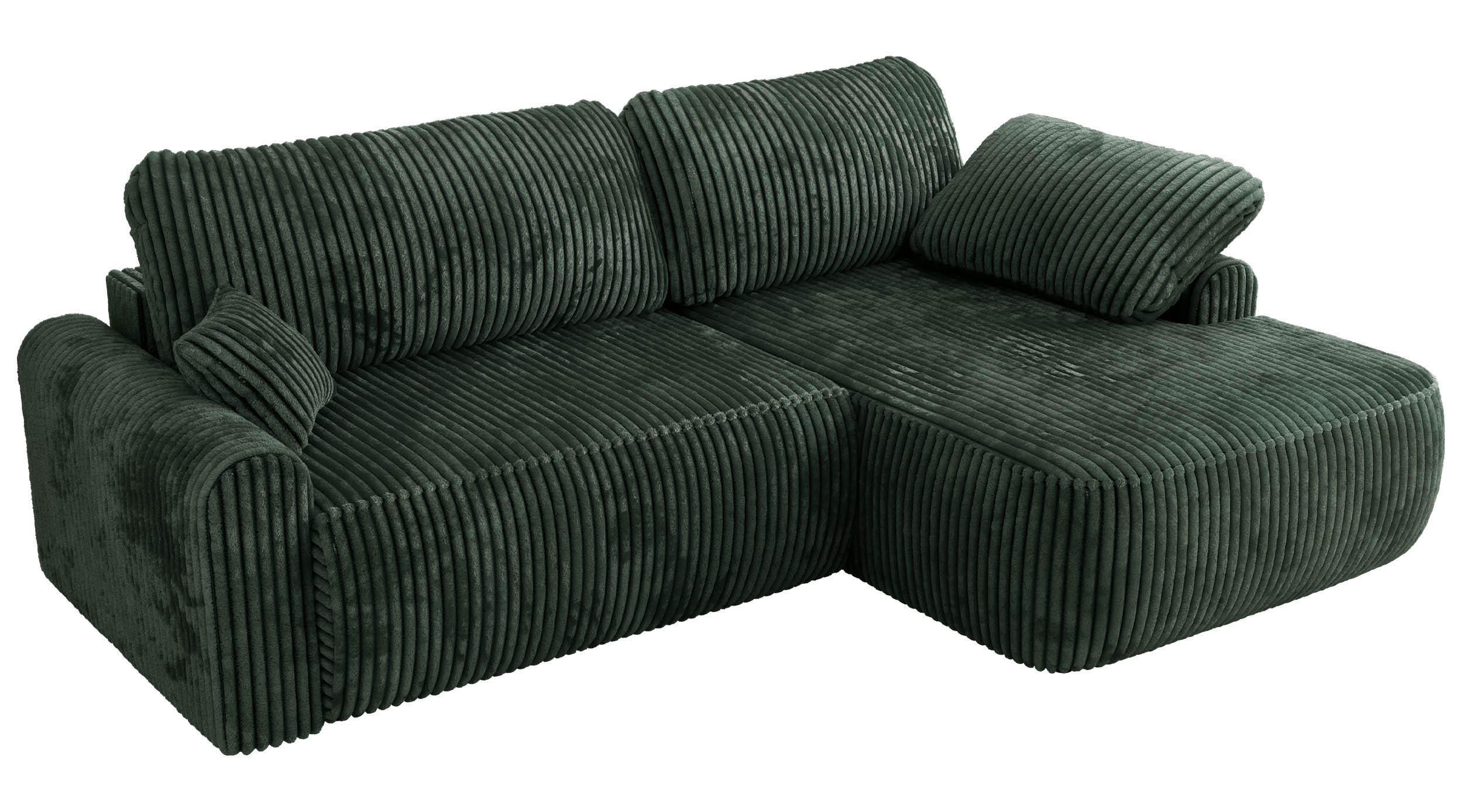 ECKSCHLAFSOFA CUBO L Grün Cord - rechts - Schwarz/Grün, Kunststoff/Textil (187/273cm) - MKS