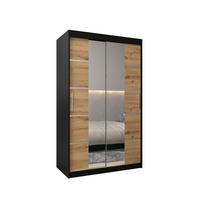 SCHWEBETÜRENSCHRANK 200/120/62 2-türig - Silberfarben/Schwarz, Holz/Kunststoff (120/200/62cm) - Abiks Möbel