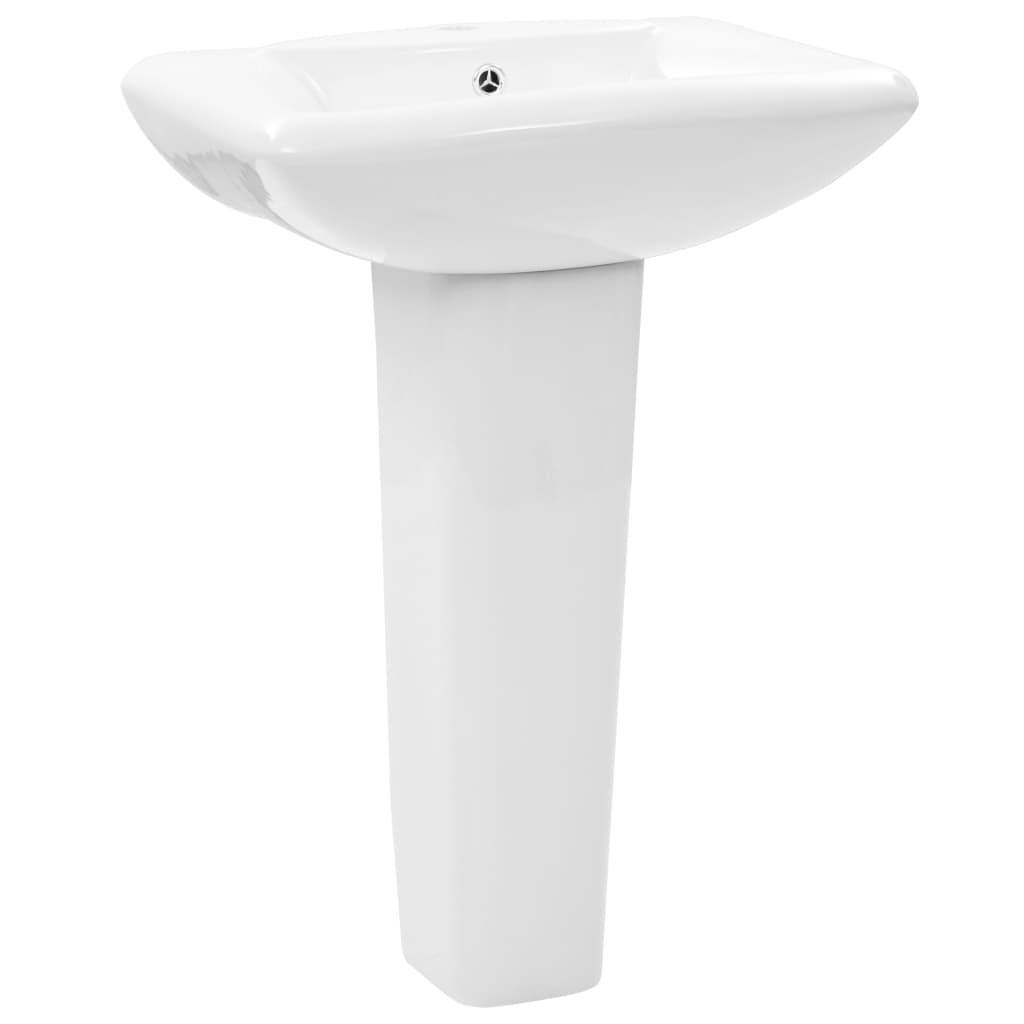 WASCHBECKEN Freistehendes Mit Säule Keramik Weiss 580/470/200 Mm - Weiß, Keramik (47/20/58cm) - vidaXL