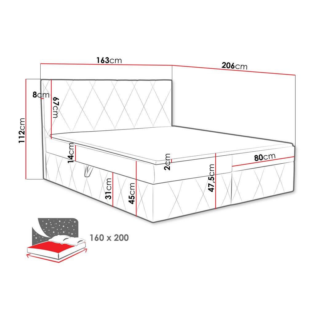 Thumbnail - Mirjan24 Boxbett, Dunkelblau, Holzwerkstoff, H3, Rechteckig, 160x200 cm, Schlafzimmer, Betten, Boxspringbetten