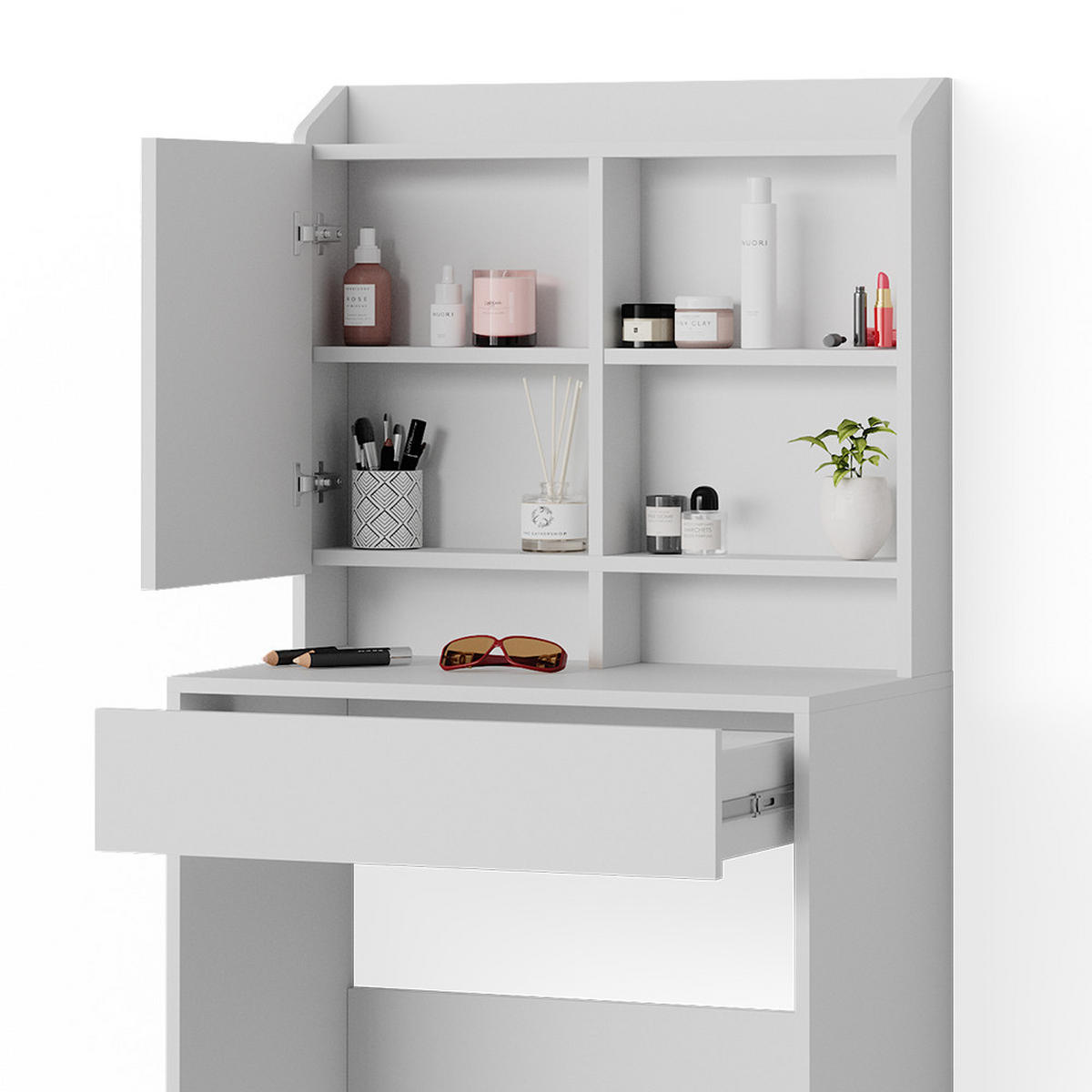 SCHMINKTISCH Laura Weiß 70 cm - Weiß, Holzwerkstoff (70/136/40cm) - Vicco