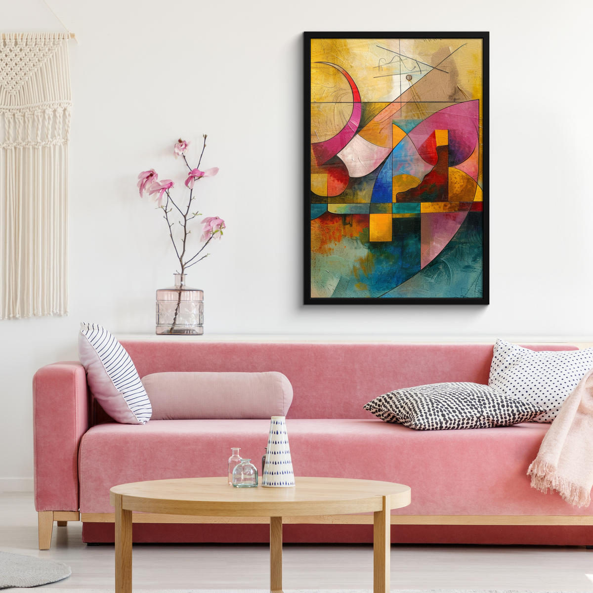 POSTER MIT RAHMEN Kunst - Abstrakt - Modern 60x90 cm - Gelb, Papier (60/90cm) - MuchoWow