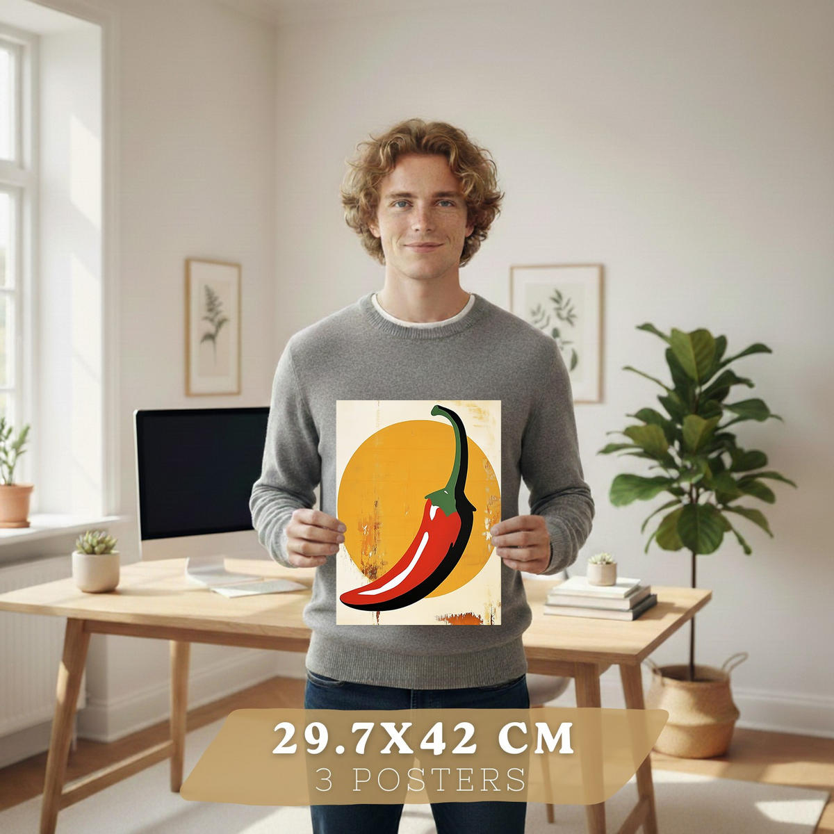 PLAKAT Sada 3 Retro 3 A3 Bílý rám - bílá, papír (29.7/1/42cm) - Nacnic