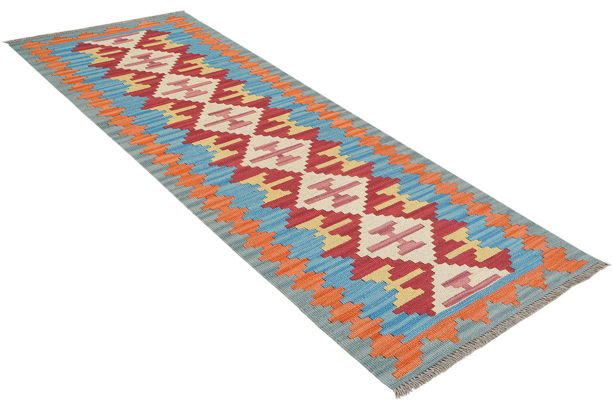 HANDWEBTEPPICH Kelim Gashgai Rot 193/60 cm Schurwolle - Rot, Textil (60/193cm) - Looma