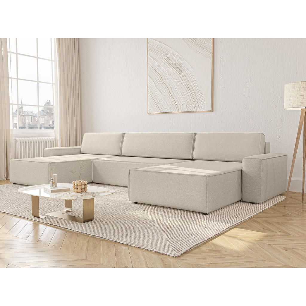 Thumbnail - Fedve Wohnlandschaft, Beige, Textil, U-Form,L-Form, 386x70x185 cm, Wohnzimmer, Sofas & Couches, Wohnlandschaften, Wohnla...
