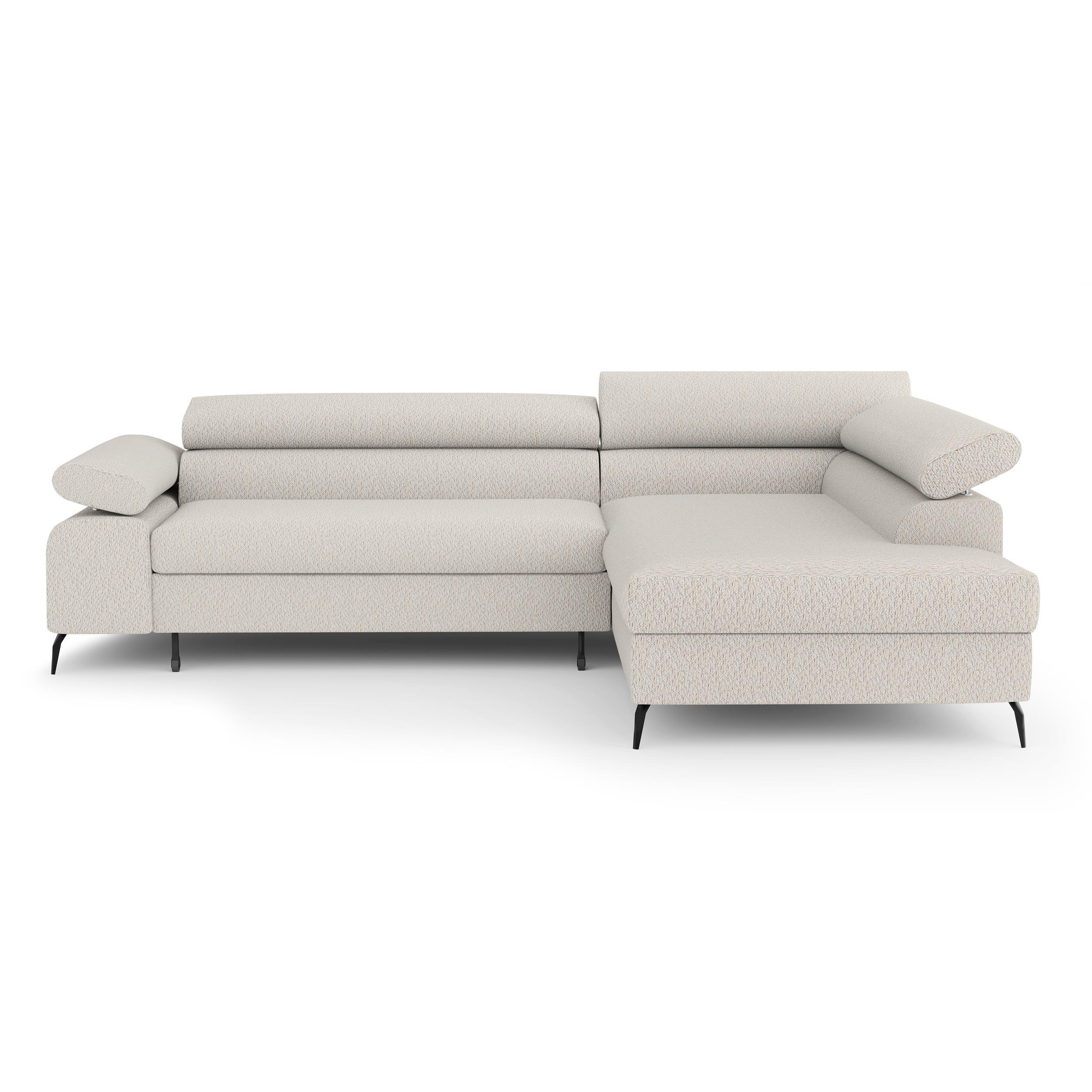 ECKSCHLAFSOFA Mellow mit Bettkasten, Beige, rechts - Beige/Schwarz, Textil (270/205cm) - Beautysofa