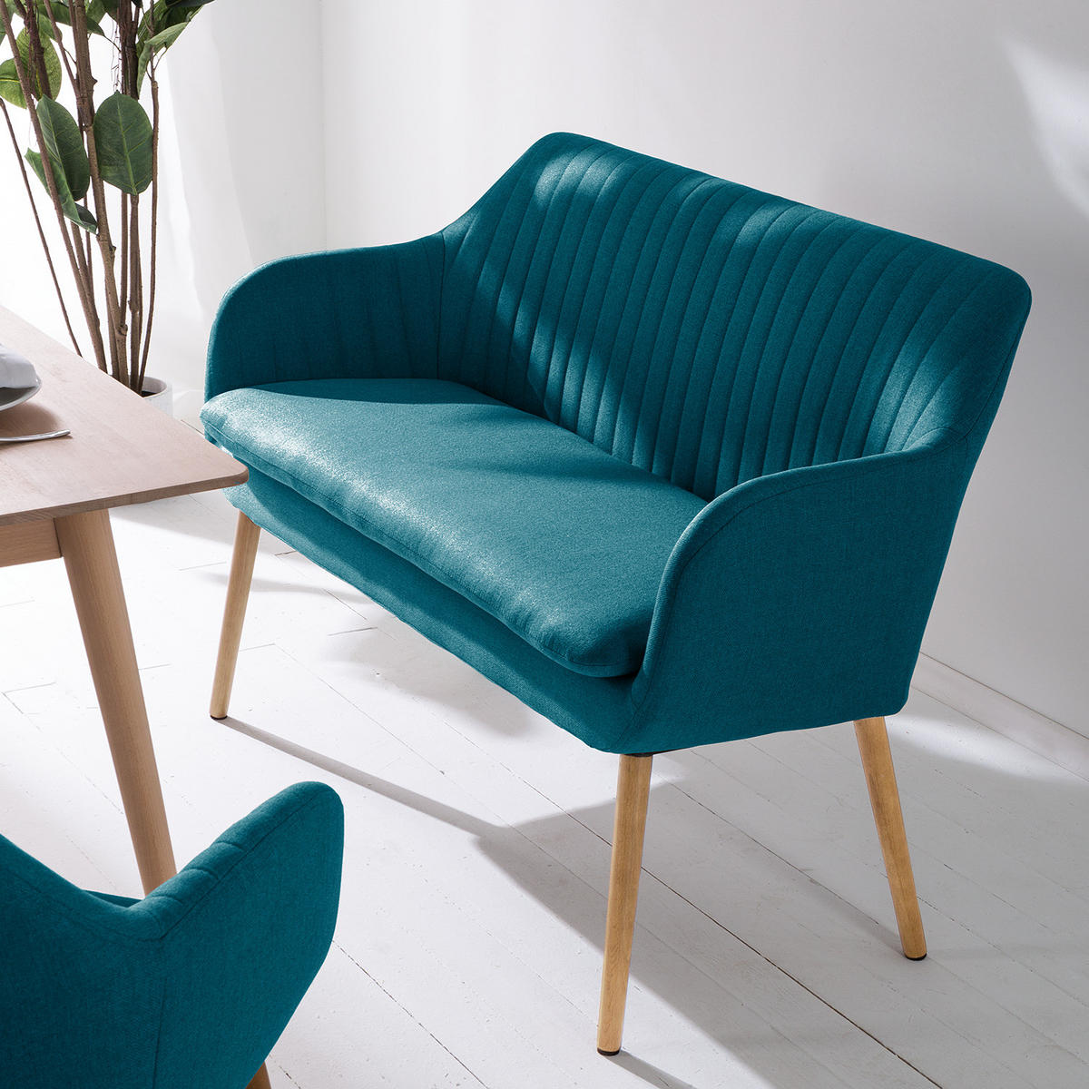 KÜCHENSOFA - Petrol, Eichenholz/Holz (130/85/62cm) - home24