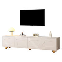 TV-SCHRANK 180/40/45 cm weiß Spanplatte mit 2 Schränken und Wolkenform - Weiß, Holzwerkstoff (180/45/40cm) - OKWISH