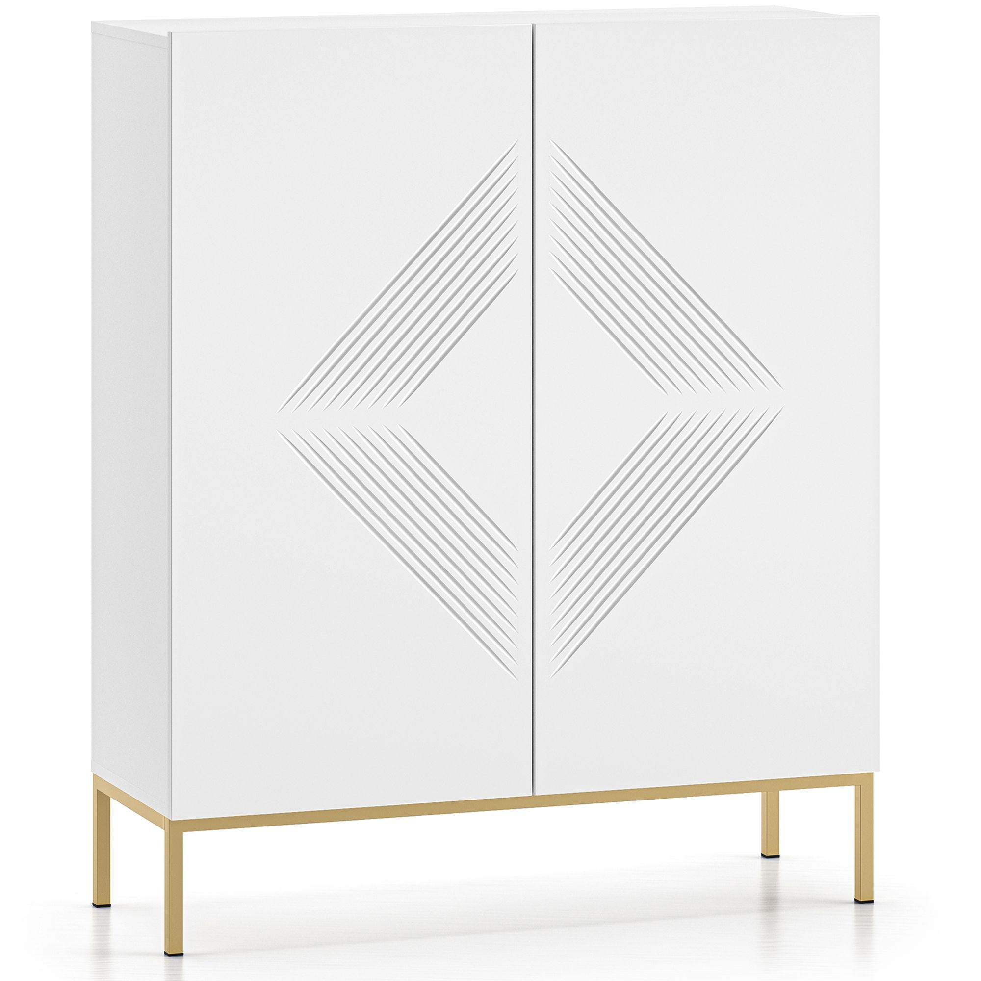 KOMMODE NEBRO,Weiß/Goldfarben - Goldfarben/Weiß, Holzwerkstoff (100/120/37cm) - KONSIMO®