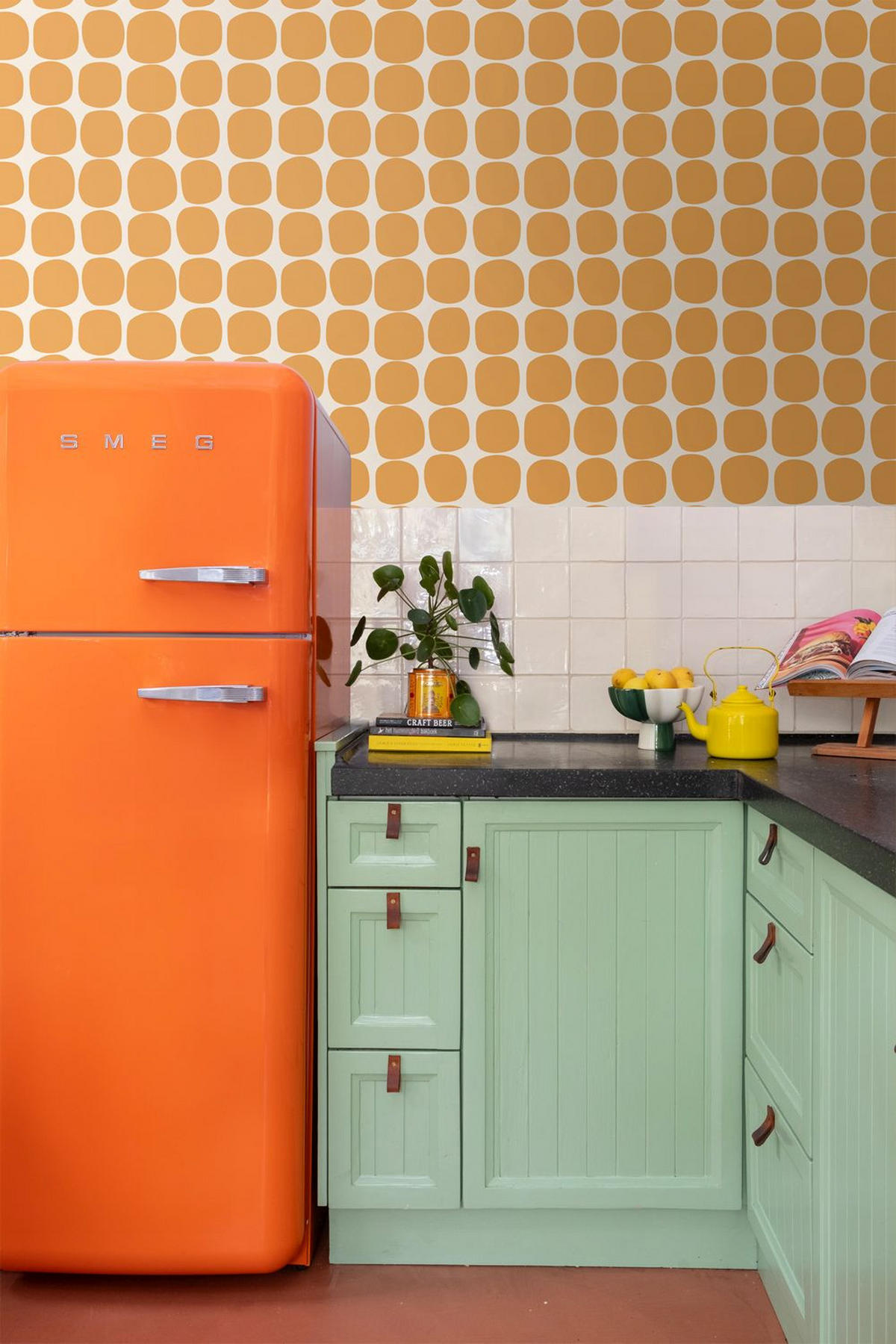 TAPETE grafisches Motiv 50 x 900 cm - Orange, Papier (50/900cm) - ESTAhome