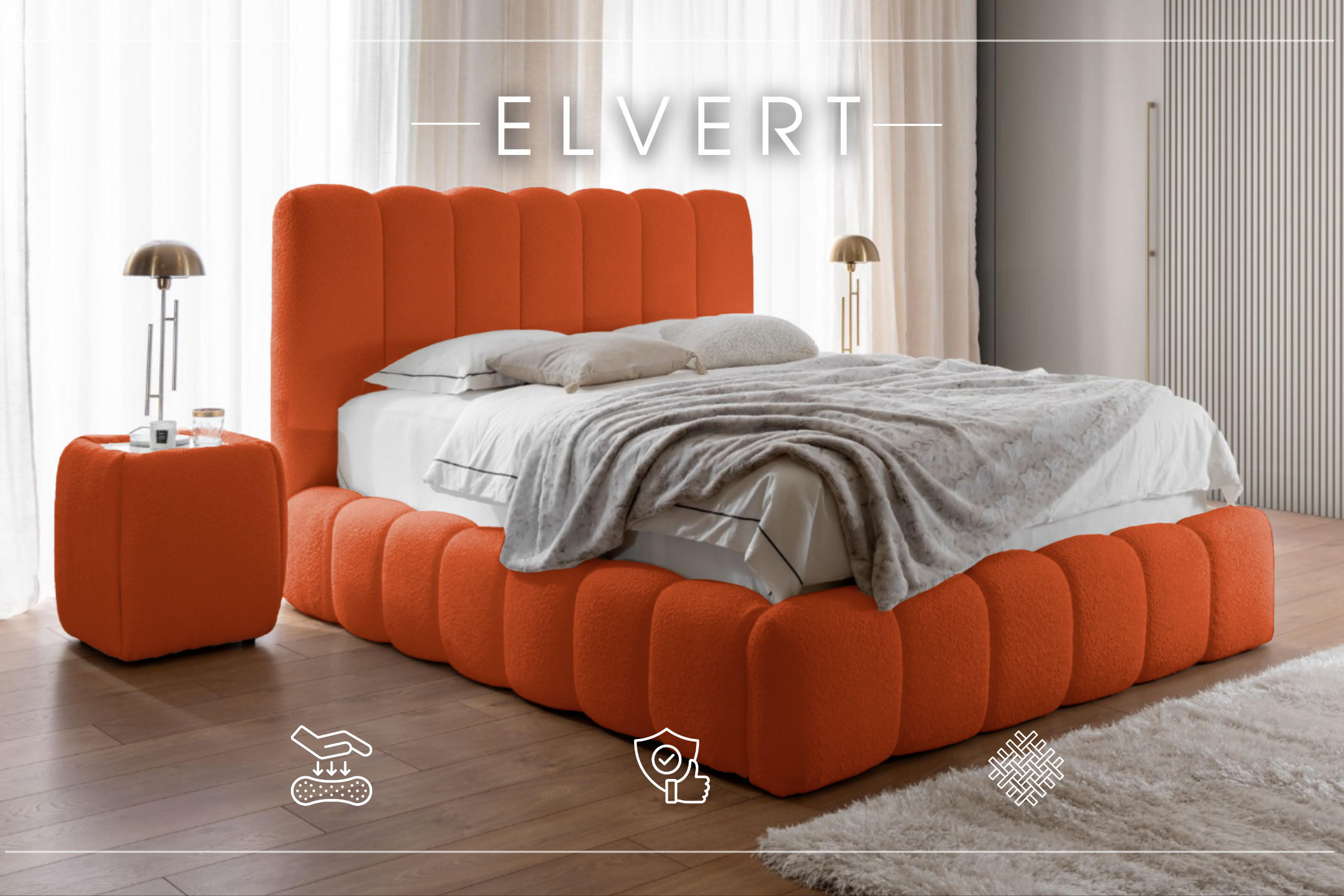 POLSTERBETT aus Polyester Elvert 120x200 cm, Kupfer - Kupferfarben, Textil (120/200cm) - Meblito