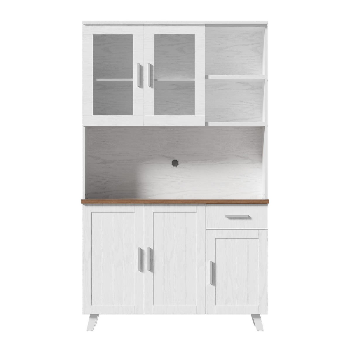 ANRICHTE Hochschrank 114/40/190 cm aus Spanplatte mit 5 Türen und Dämpfungsscharnieren Weiß/Braun - Braun, Holzwerkstoff (114/190/40cm) - Modenvie