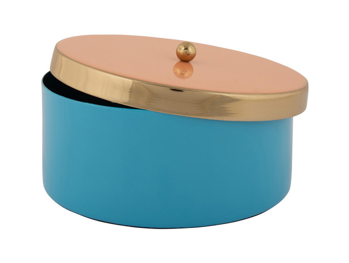 AUFBEWAHRUNGSBOX Double Funky 16/16/6 cm - Blau, Metall (16/6cm) - Present Time