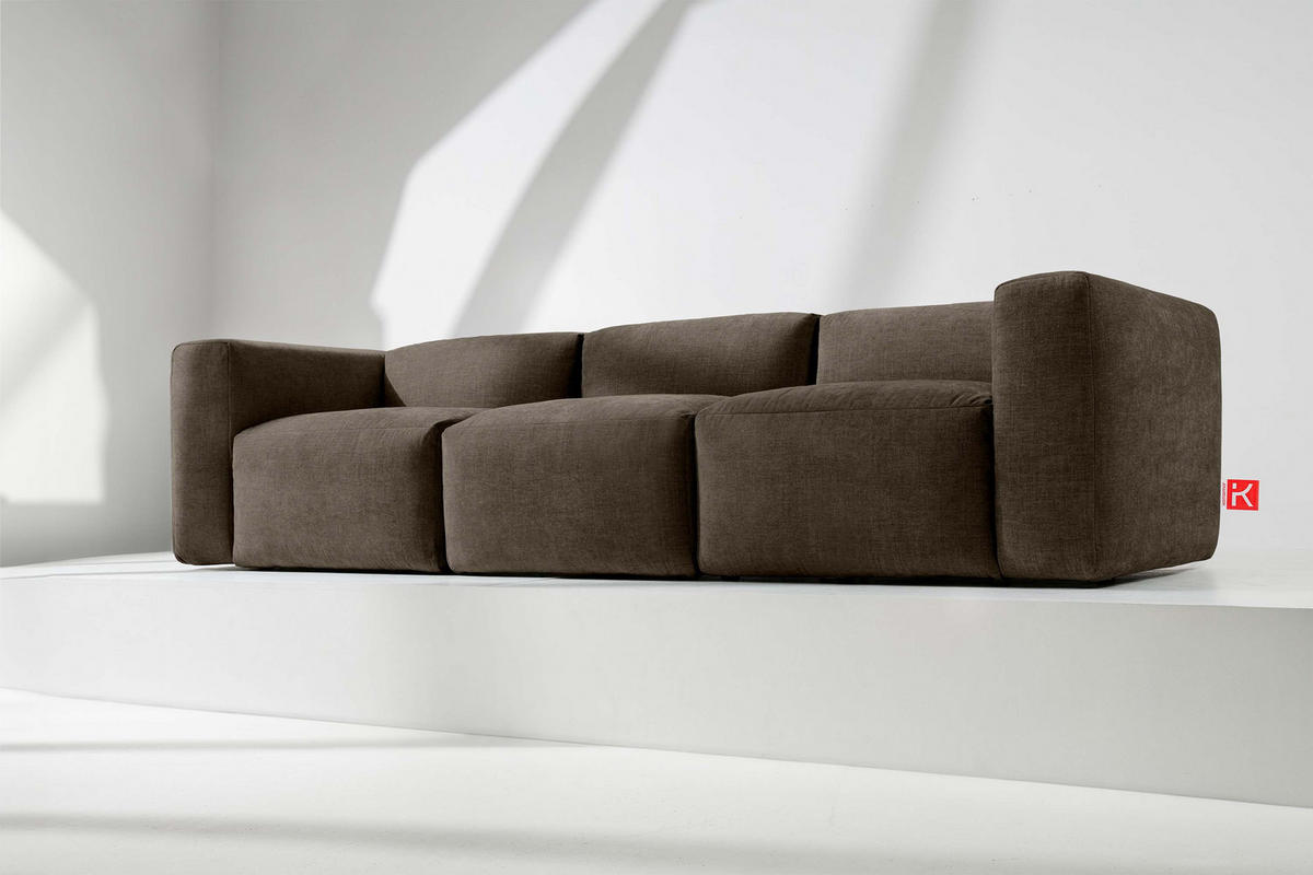 3-SITZER-MODULSOFA BUFFO mit extrem weicher und bequemer Sitzfläche, Gewebestoff, braun - Braun, Textil (290/73/96cm) - KONSIMO®