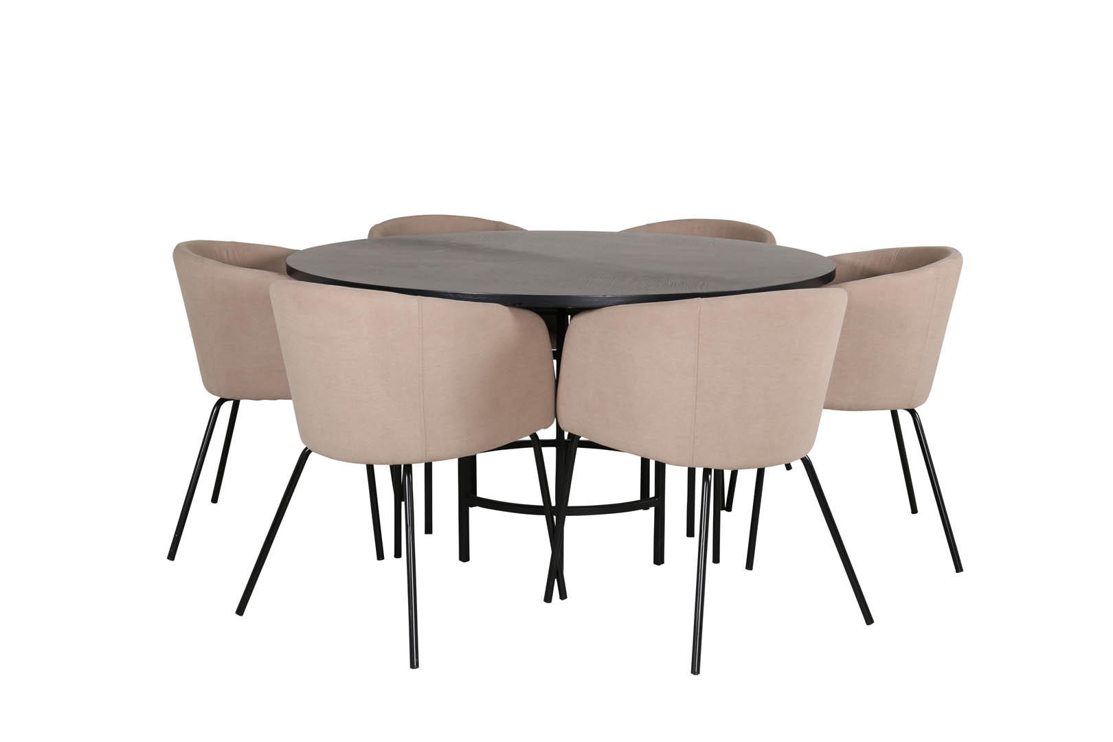 TISCHGRUPPE Khaki - Dunkelbraun/Beige, Holzwerkstoff/Textil (140/74/140cm) - ebuy24