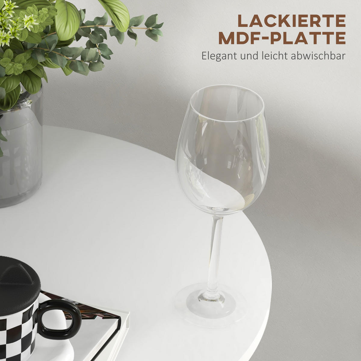BARTISCH, MDF, Stahl, Weiß - Weiß, Kunststoff (60/102/60cm) - HOMCOM