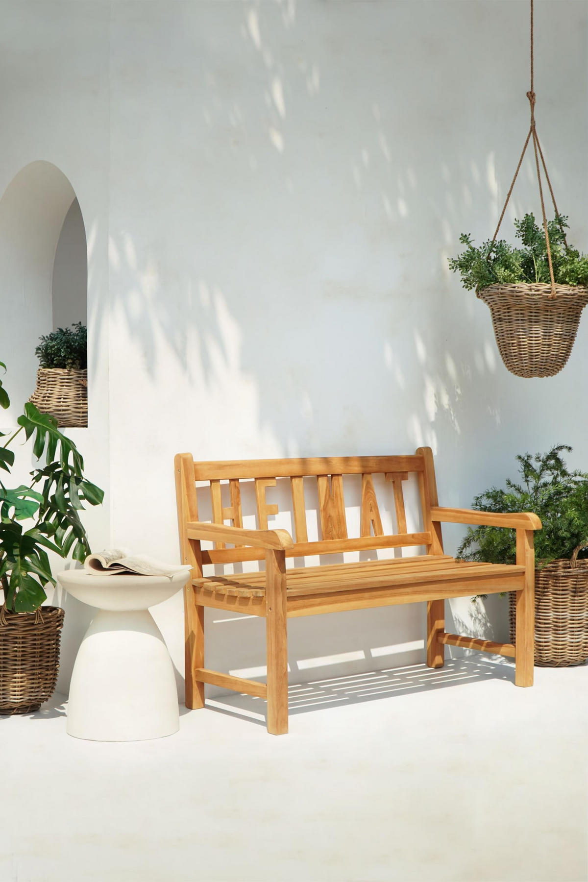 GARTENBANK Osmar 2-Sitzer Terrassenbank - Braun, Holz (64/89/120cm) - DELUKE