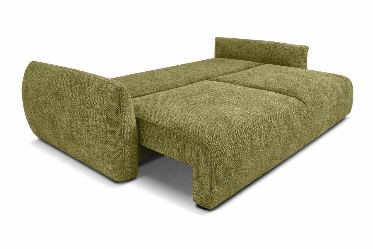 SOFA Mit Schlaffunktion Und Bettkasten, Chenille-Stoff Flow, Olive, Zephira - Olivgrün, Holz (238/87/140cm) - Kaiser Möbel