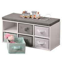SITZBANK für Kinder mit 6 Textilboxen 68/29,5/33 cm - Multicolor, Holzwerkstoff (29.5/33/68cm) - Kesper