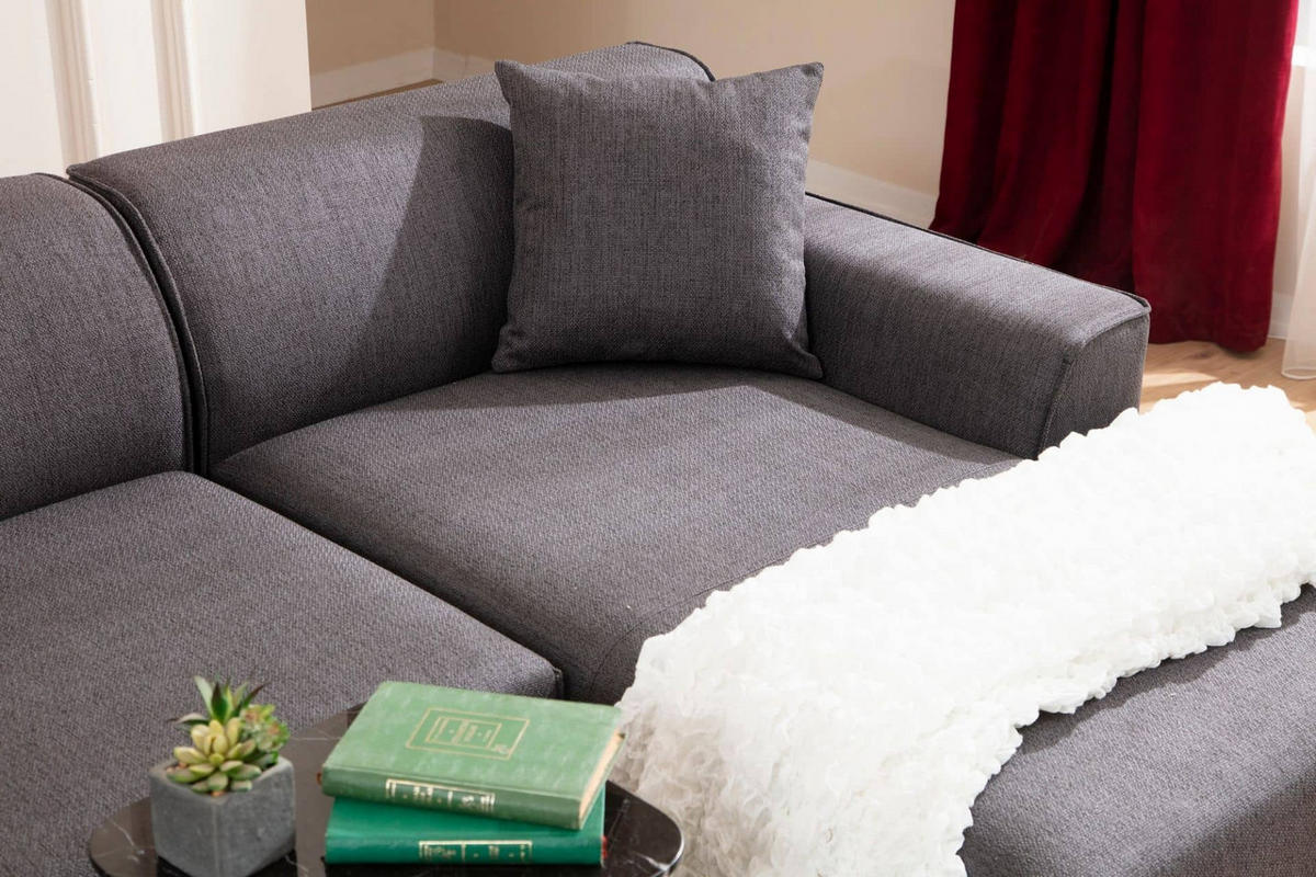 ECKSOFA modern inklusive Zierkissen - Anthrazit/Schwarz, Holz/Kunststoff (145/250cm) - myHomelando