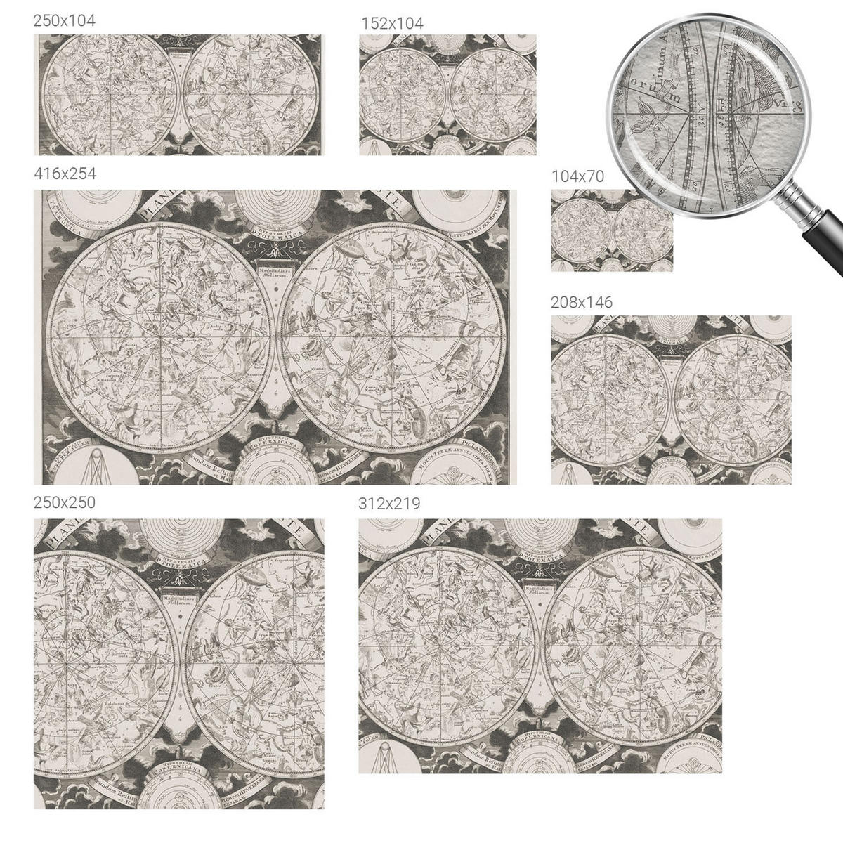 FOTOTAPETE 104x70 cm - Sternenkarte - Schwarz, Textil (104/70cm) - Wallfluent