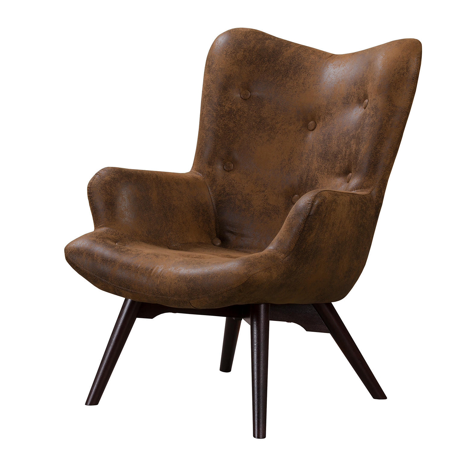 SESSEL - Dunkelbraun/Braun, Buchenholz/Textil (71/90/85cm) - home24