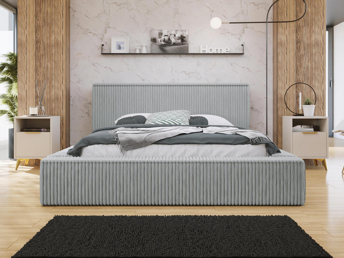POLSTERBETT Glexi - Hellgrau, Holz/Textil (140/200cm) - MIRJAN24