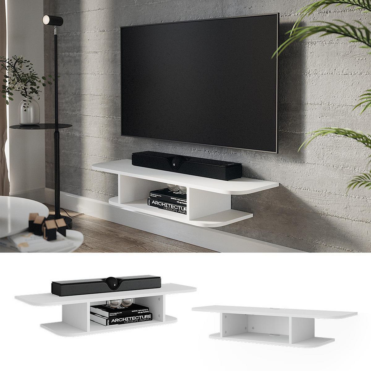 TV-SCHRANK Lorio Weiß 105 x 18.2 cm offene Fächer - Weiß, Holzwerkstoff (105/18.2/30cm) - Vicco