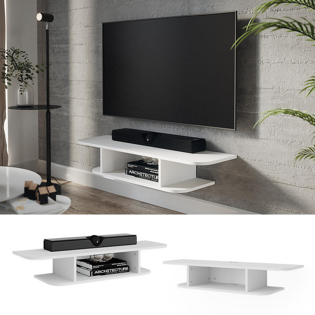 Thumbnail - Vicco Tv-Schrank, Weiß, Holzwerkstoff, 4 Fächer, Rechteckig, 105x18.2x30 cm, Wohnzimmer, Wohnwände, Lowboards, Lowboards...