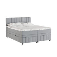 BOXBETT AVALON 160 x 200 cm mit Bettkasten und Topper - Hellgrau - Hellgrau, Holz - Panda Möbel