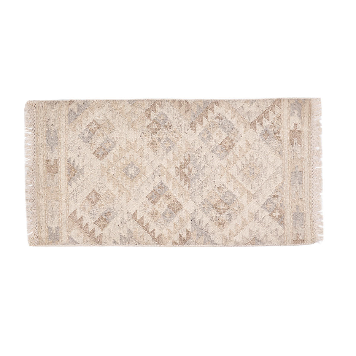 TEPPICH Berber Beige Geometrisch Wolle Baumwolle 60x120 MAKA“ - Beige, Textil (60/120cm) - Miliboo
