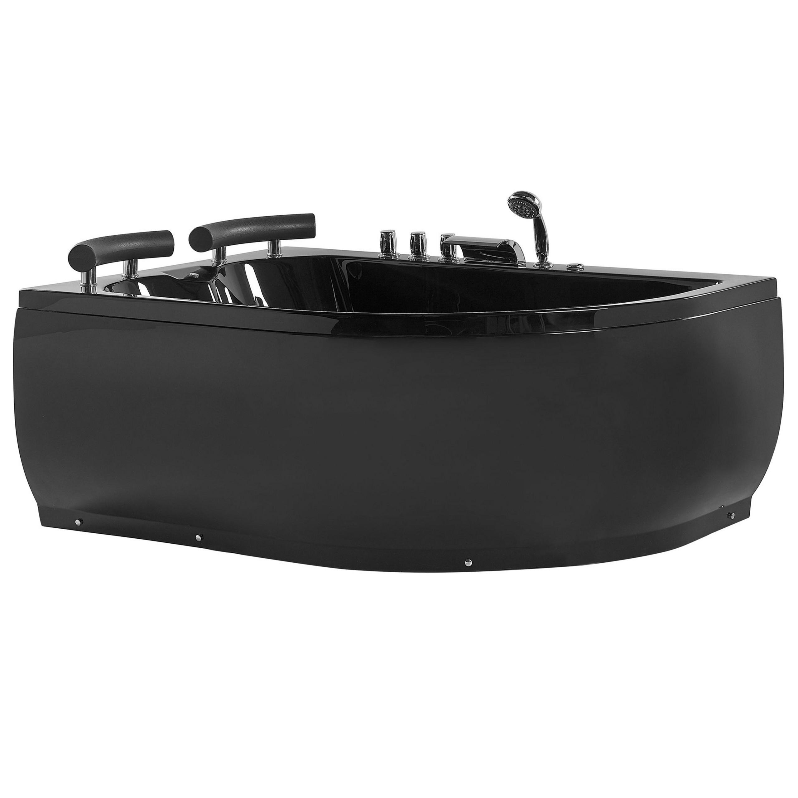 WHIRLPOOL-BADEWANNE mit LED 113x160x63 cm schwarz Paradiso - Schwarz, Kunststoff (113/63/160cm) - Beliani