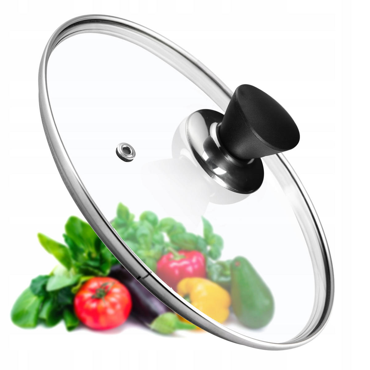 DECKEL mit schwarzem Griff, 30 cm - Transparent, Glas/Kunststoff (30cm) - KADAX